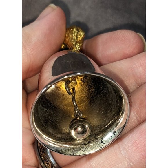 Silver And Gold Reindeer Holiday Bell Ornament - Picture 3 of 3